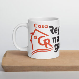 Taza blanca brillante con logo